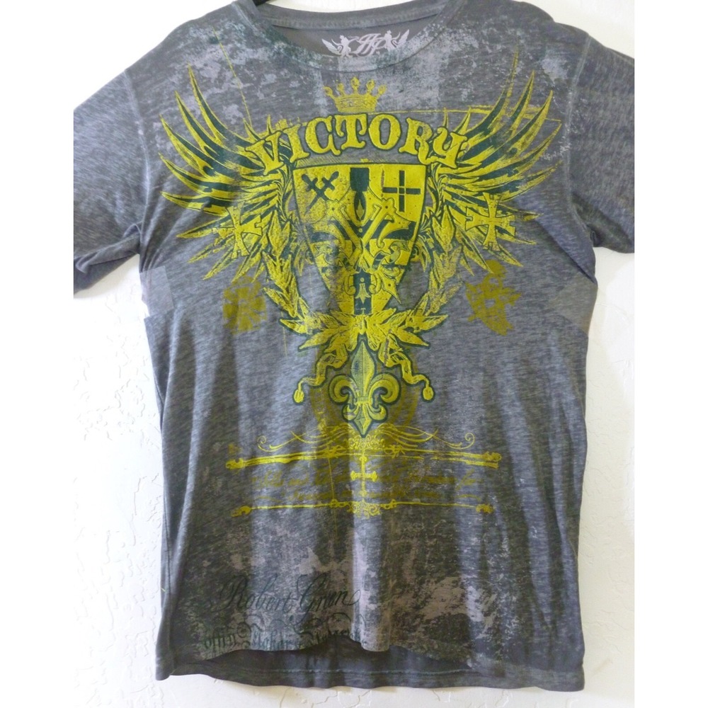 Vintage Y2K Hybrid Premium Muscle T-Shirt Medium Victory Angel Wings & Cross New